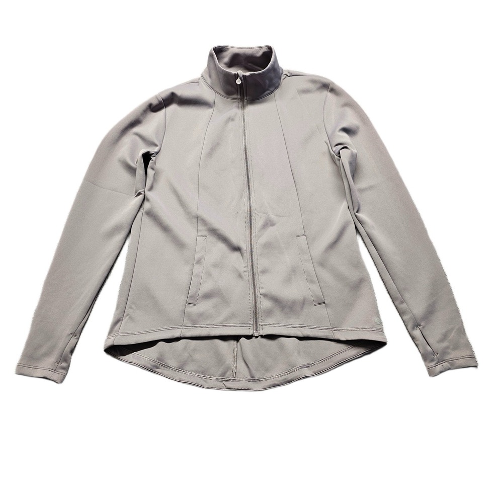 Apana Running Jacket Womens Medium Gray Performance Thumb Hole Sleeve Full Zip